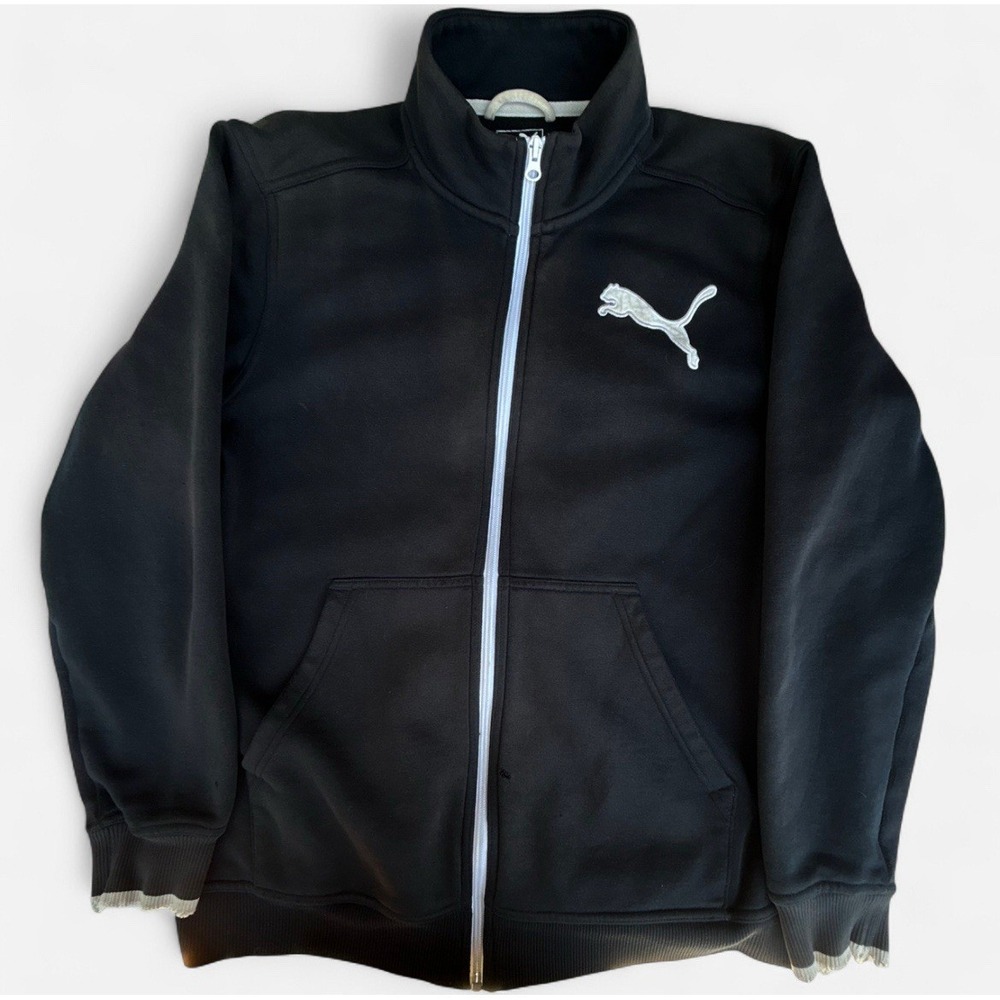 Vintage Puma Track Jacket Womens M Black Full Zip Athletic